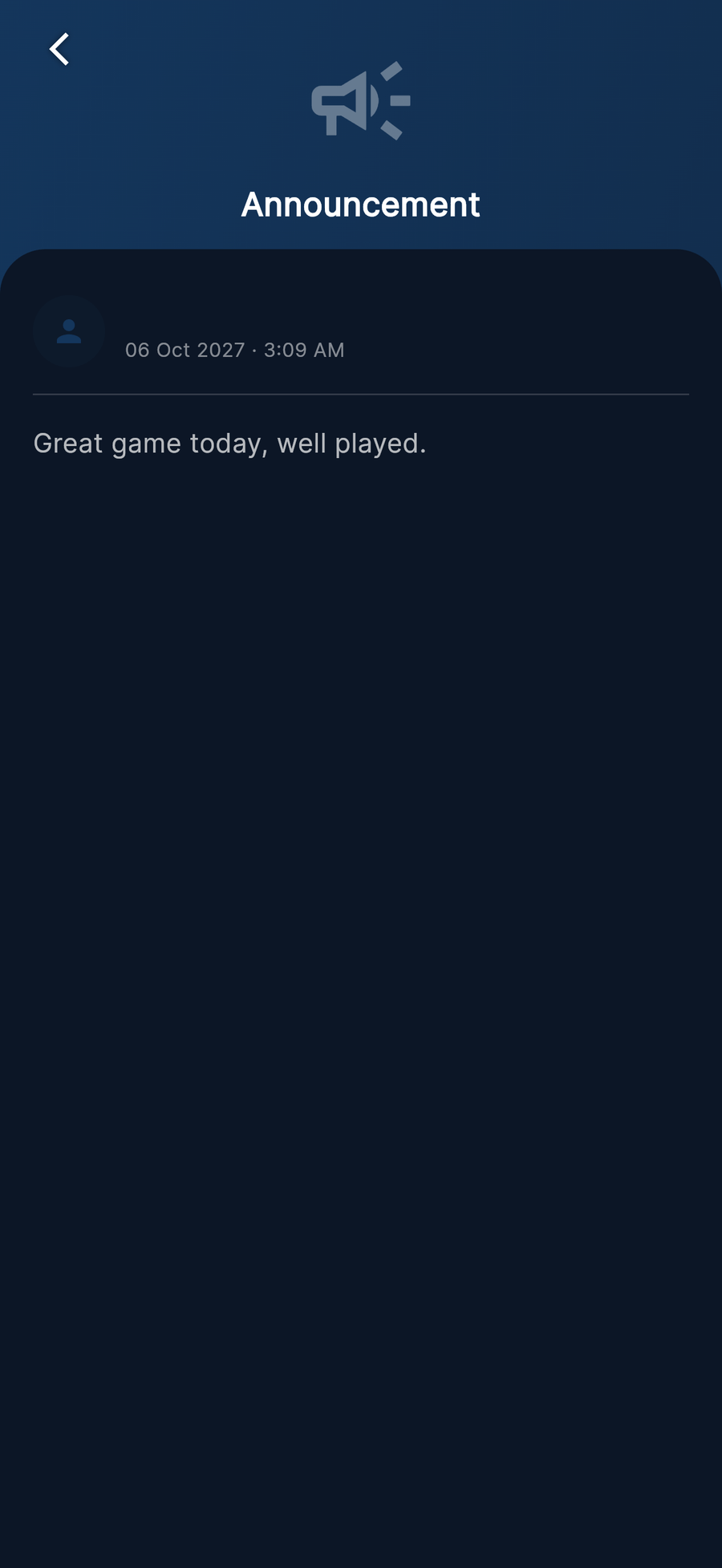 ClubEzy announcement screen with seen-by tracking